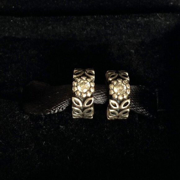 PANDORA Twice As Nice Sterling Silver Spacer Charms With Clear Cubic Zirconia - Picture 1 of 3